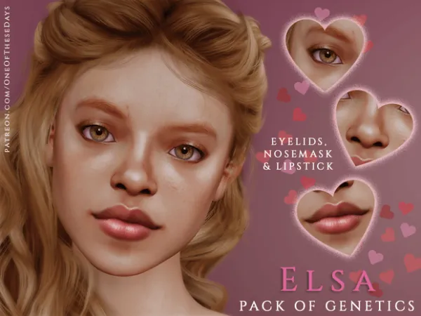 Alpha Elsa GENETICS EYELIDS NOSEMASK LIPSTICK - The Sims 4 Custom Content