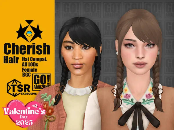 Maxis Match Cherish Hair by GoAmazons - The Sims 4 Custom Content
