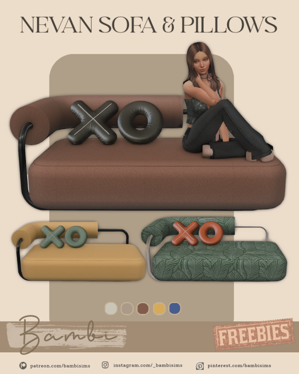 Alpha Nevan Sofa and Pillows by bambisims - The Sims 4 Custom Content