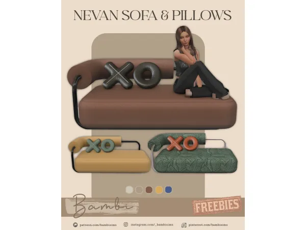 Alpha Nevan Sofa and Pillows by bambisims - The Sims 4 Custom Content