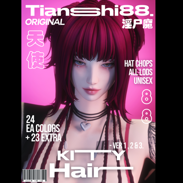 Maxis Match KITTY HAIR V1 V2 V3 by simsfinds - The Sims 4 Custom Content