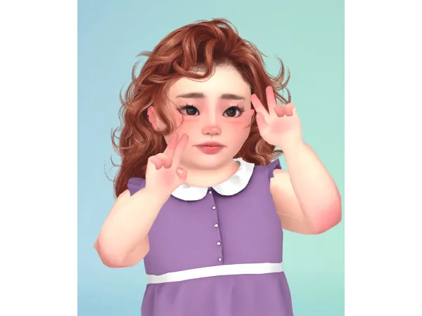 Alpha WINGS EF0910 FLUFFY CURLY HAIR CONVERSION by yourjinworld - The Sims 4 Custom Content
