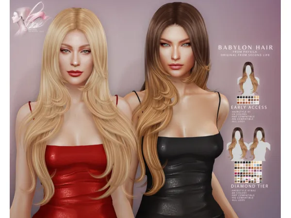 Alpha BABYLON HAIR by BoatAom - The Sims 4 Custom Content