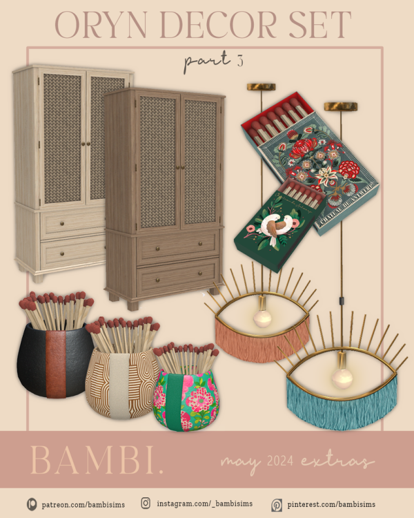 Alpha Oryn Decor Set 3 by bambisims - The Sims 4 Custom Content