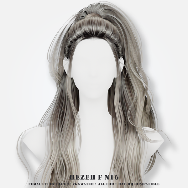 Alpha [Hezeh]FHair_No16 by hezeh - The Sims 4 Custom Content