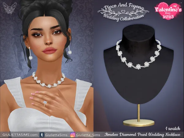 Alpha Timeless Diamond Pearl Necklace - The Sims 4 Custom Content