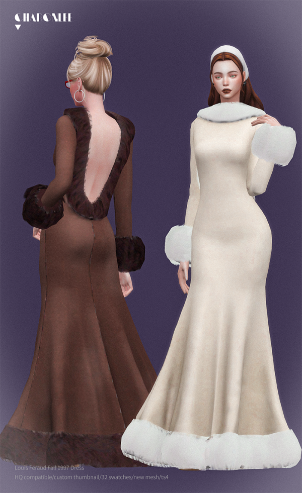 Mix Louis Feraud Fall 1997 Dress by simsfinds - The Sims 4 Custom Content