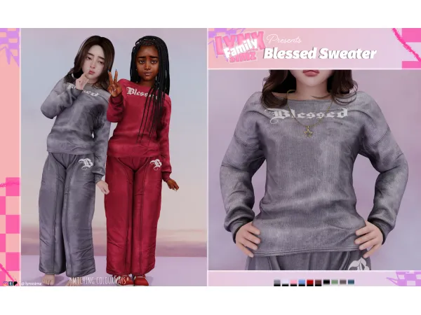Alpha Blessed Sweater Set Child by lynxsimzfamily - The Sims 4 Custom Content