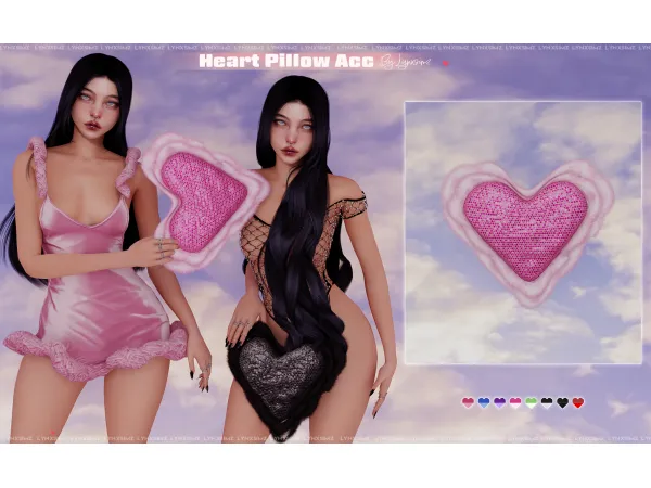 Alpha Heart Pillow Accessory by lynxsimz - The Sims 4 Custom Content