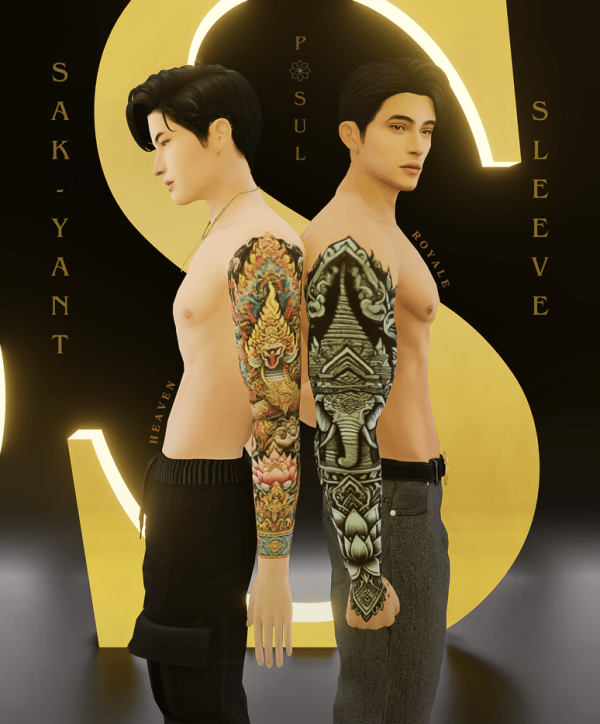 Mix Tattoo Collection Sleeve Royale Heaven by simsfinds - The Sims 4 Custom Content