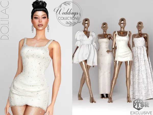 Alpha Weddings Collection Embellished Mini Bride Dress DO0256 by DOLilac - The Sims 4 Custom Content