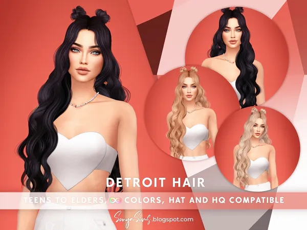 Alpha DETROIT HAIR by sonyasims - The Sims 4 Custom Content