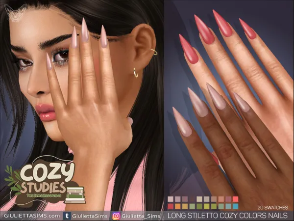 Alpha Long Stiletto Cozy Colors Nails - The Sims 4 Custom Content