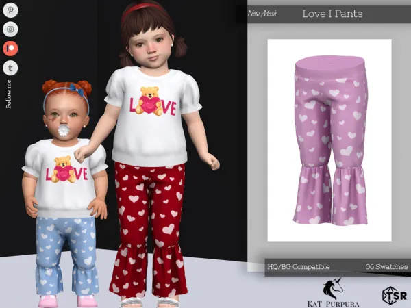 Mix Love I Pants Toddler by KaTPurpura - The Sims 4 Custom Content