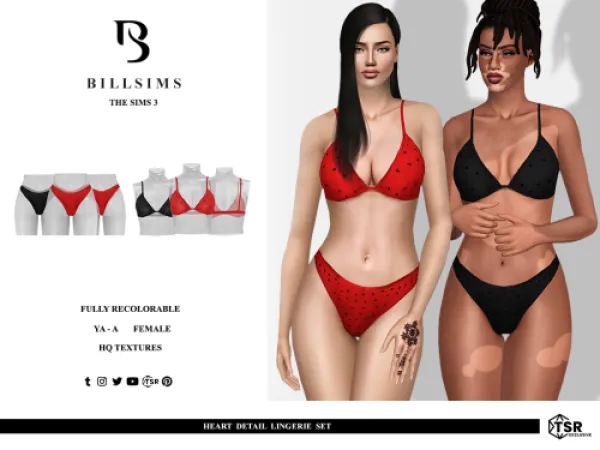 Heart Detail Lingerie Set( ) by billsims - The Sims 3 Custom Content