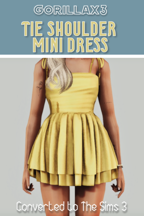 Gorillax3 Tie Shoulder Mini Dress converted for by simsfinds - The Sims 3 Custom Content