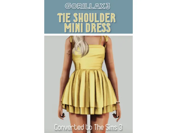 Gorillax3 Tie Shoulder Mini Dress converted for by simmerfromsaturn - The Sims 3 Custom Content