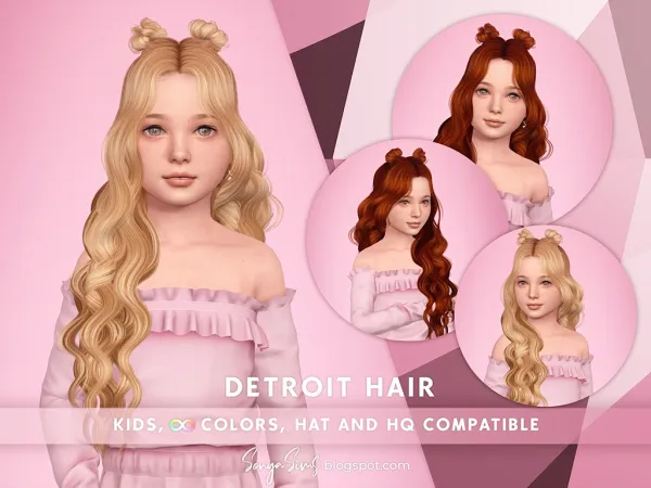 Alpha DETROIT HAIR KIDS by sonyasims - The Sims 4 Custom Content