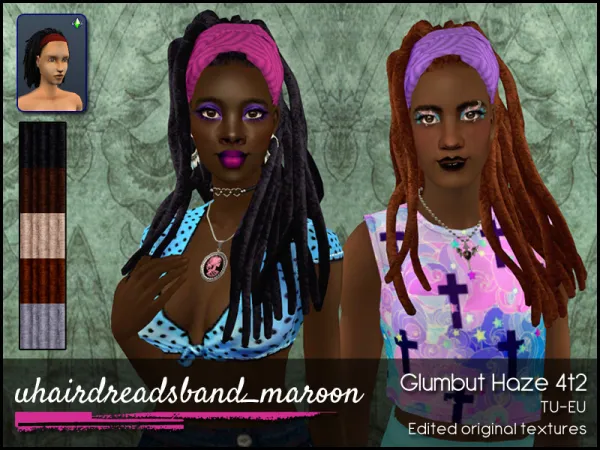 defaults for the 5 dreadsband hairs by DARK SIDE PRINCESS - The Sims 2 Custom Content