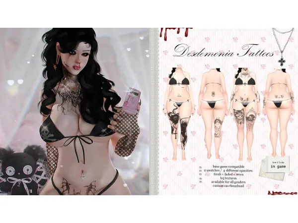 Mix desdemonia tats by tsundcku - The Sims 4 Custom Content