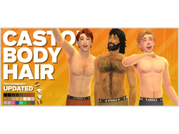 Sims 4 Maxis Match Vello Corporal CC: Castor Body Hair Updated (+ More Swatches) by frozzenmango