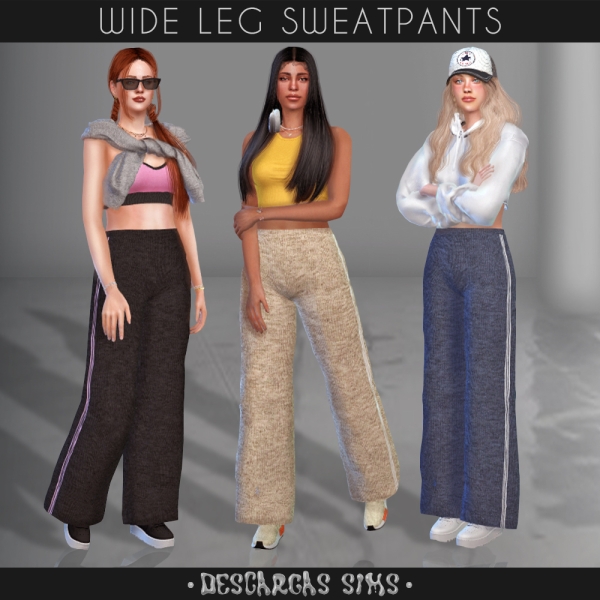 Alpha Wide Leg Sweatpants by descargassims - The Sims 4 Custom Content