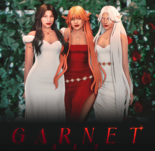 Maxis Match GARNET SET 43310450277903 HAIRS ACCs by simsfinds - The Sims 4 Custom Content
