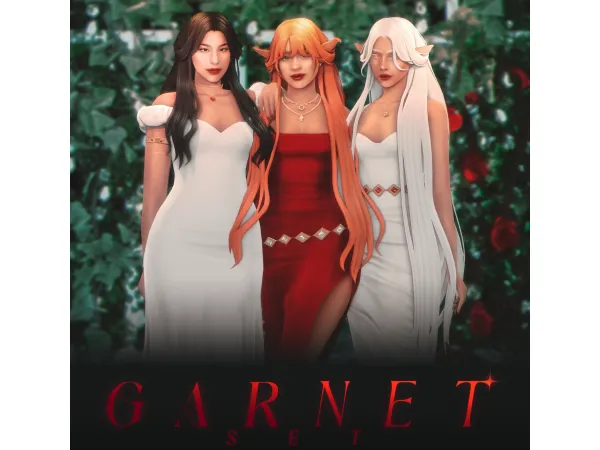 Maxis Match GARNET SET 43310450277903 HAIRS ACCs by simmandy - The Sims 4 Custom Content