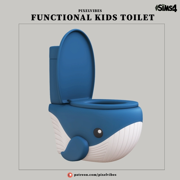 Alpha Whale Kids Toilet by pixelvibes - The Sims 4 Custom Content