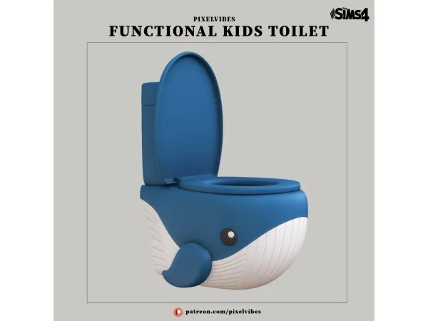 Alpha Whale Kids Toilet - The Sims 4 Custom Content