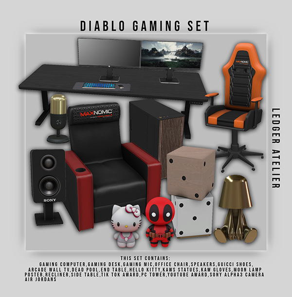 Alpha Diablo Gaming Set (All Atelier TiersBonus Items) by ledger_atelier - The Sims 4 Custom Content