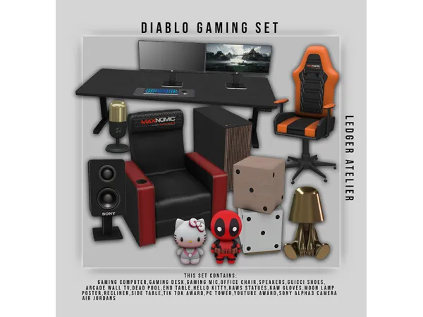 Alpha Diablo Gaming Set (All Atelier TiersBonus Items) - The Sims 4 Custom Content