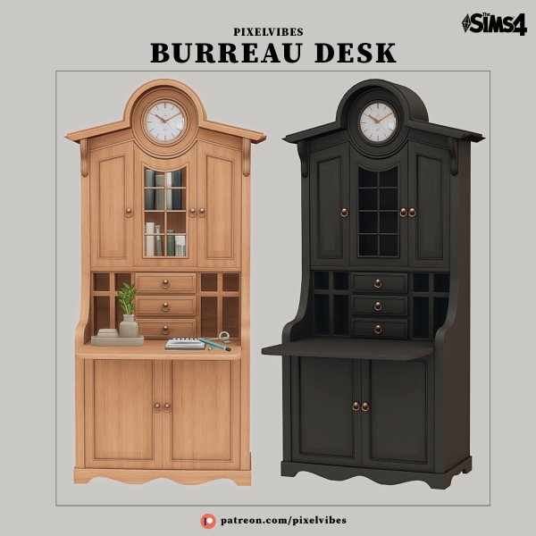 Alpha Burreau Desk by pixelvibes - The Sims 4 Custom Content