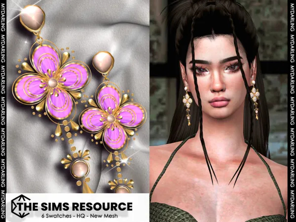 Alpha flower shaped earring na013 female version by Mydarling20 - The Sims 4 Custom Content