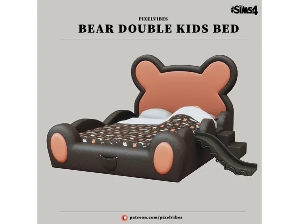 Alpha Bear Double Bed - The Sims 4 Custom Content