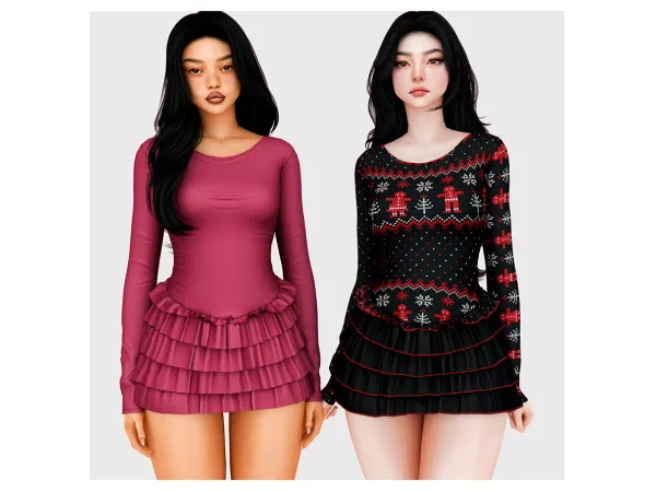 Alpha Frill Sleeve Dress - The Sims 4 Custom Content