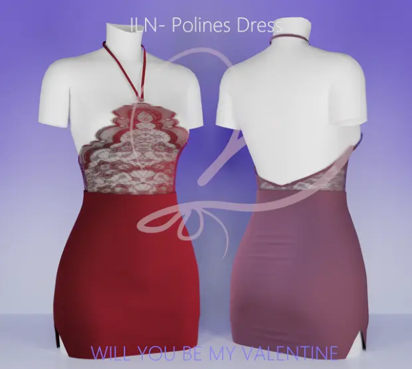 Maxis Match ILN Polines Dress [ Valentine Series ] by ilenes4 - The Sims 4 Custom Content