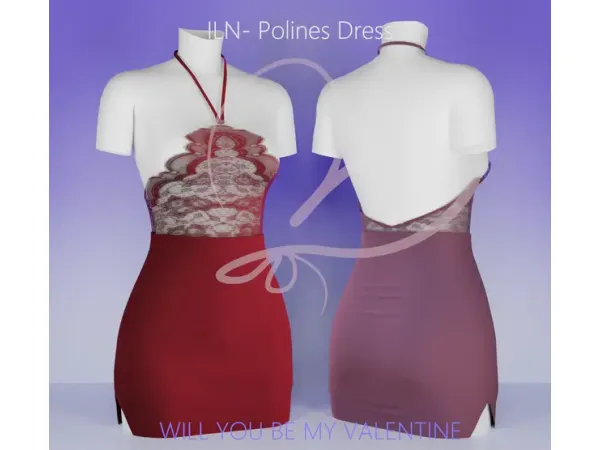 Maxis Match ILN Polines Dress [ Valentine Series ] - The Sims 4 Custom Content