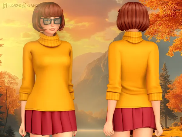 Maxis Match Outfit Velma Dinkley Glasses Mistério SA (Post 23) by mirroreddreamscc - The Sims 4 Custom Content