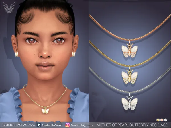 Mother Of Pearl Butterfly Pendant Necklace For Kids