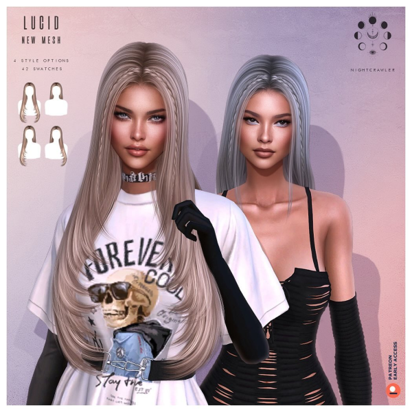 Alpha LUCID HAIR by nightcrawler - The Sims 4 Custom Content