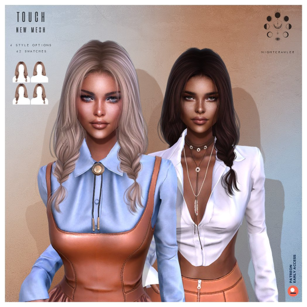 Alpha TOUCH HAIR by nightcrawler - The Sims 4 Custom Content