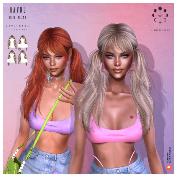 Alpha HAVOC HAIR by nightcrawler - The Sims 4 Custom Content