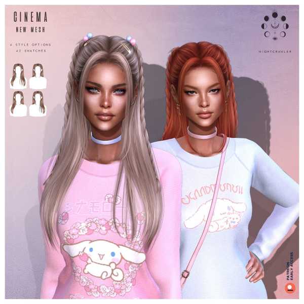 Alpha CINEMA HAIR by nightcrawler - The Sims 4 Custom Content