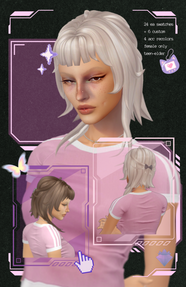 Maxis Match Orchid Hair by angophorasims - The Sims 4 Custom Content