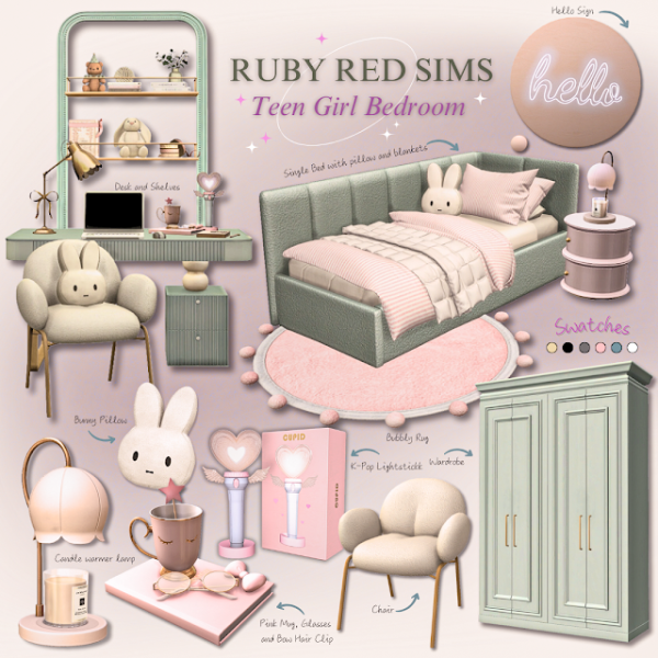 Alpha Teen Girl Bedroom by simsfinds - The Sims 4 Custom Content
