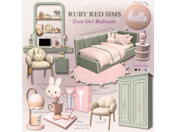 Alpha Teen Girl Bedroom by rubyredsims - The Sims 4 Custom Content