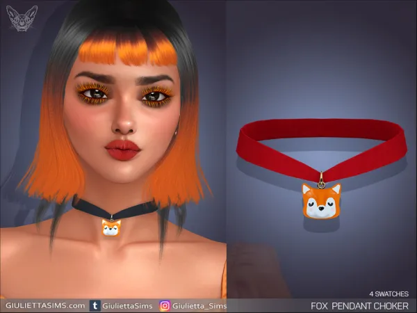 Alpha Fox Pendant Choker - The Sims 4 Custom Content