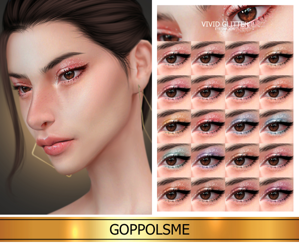 Alpha GPME GOLD Vivid Glitter Eyeshadow by simsfinds - The Sims 4 Custom Content