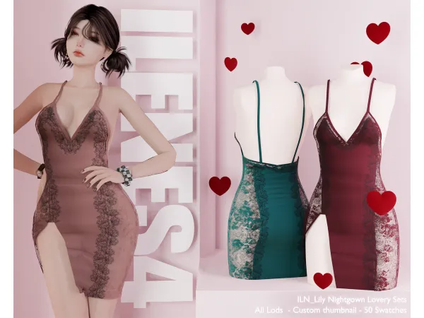 Sims 4 ILN. Lily Nightgown